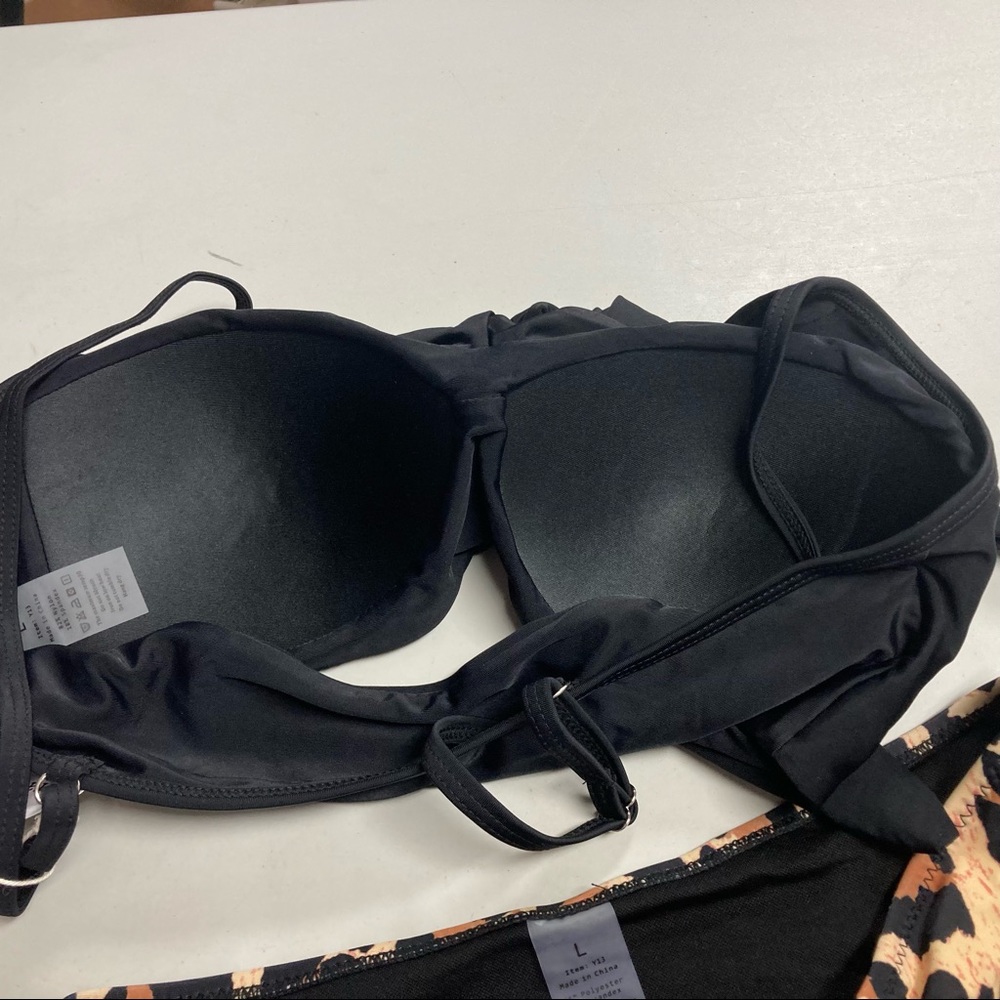 ❤️❤️SOLD ❤️❤️GRACE TEMPT Cheeky Black & Leopard Print 2 Piece Swim Suit Size Lar - Picture 8 of 9